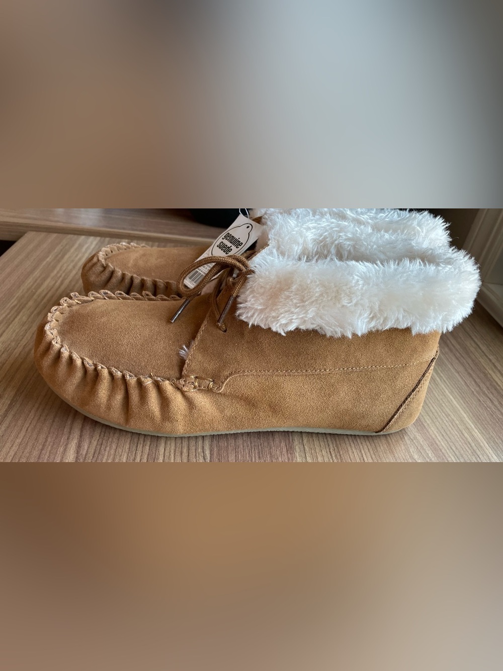 Mossimo Women's Corene Shearling Suede Moccasin Bootie Slippers Size 11
